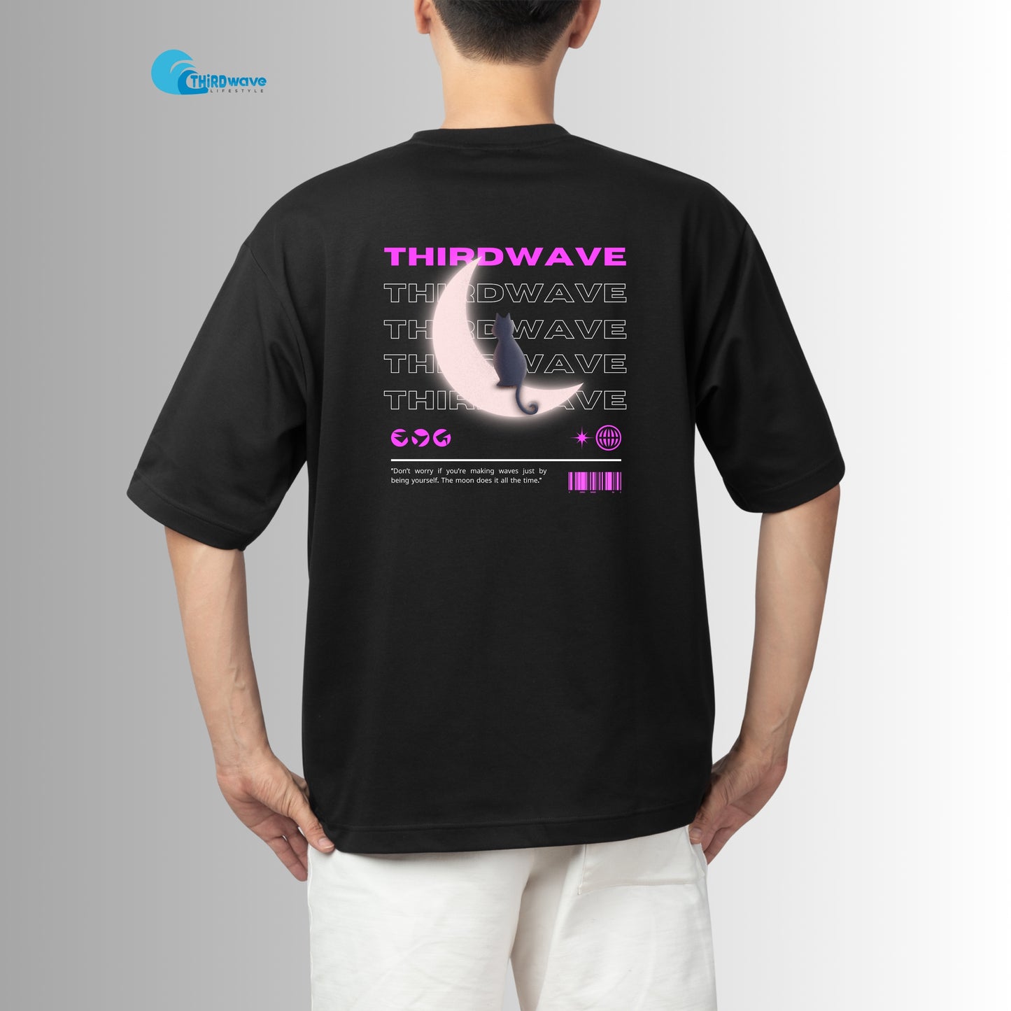 Cat pink moon Third wave design premium quality oversized Tshirt