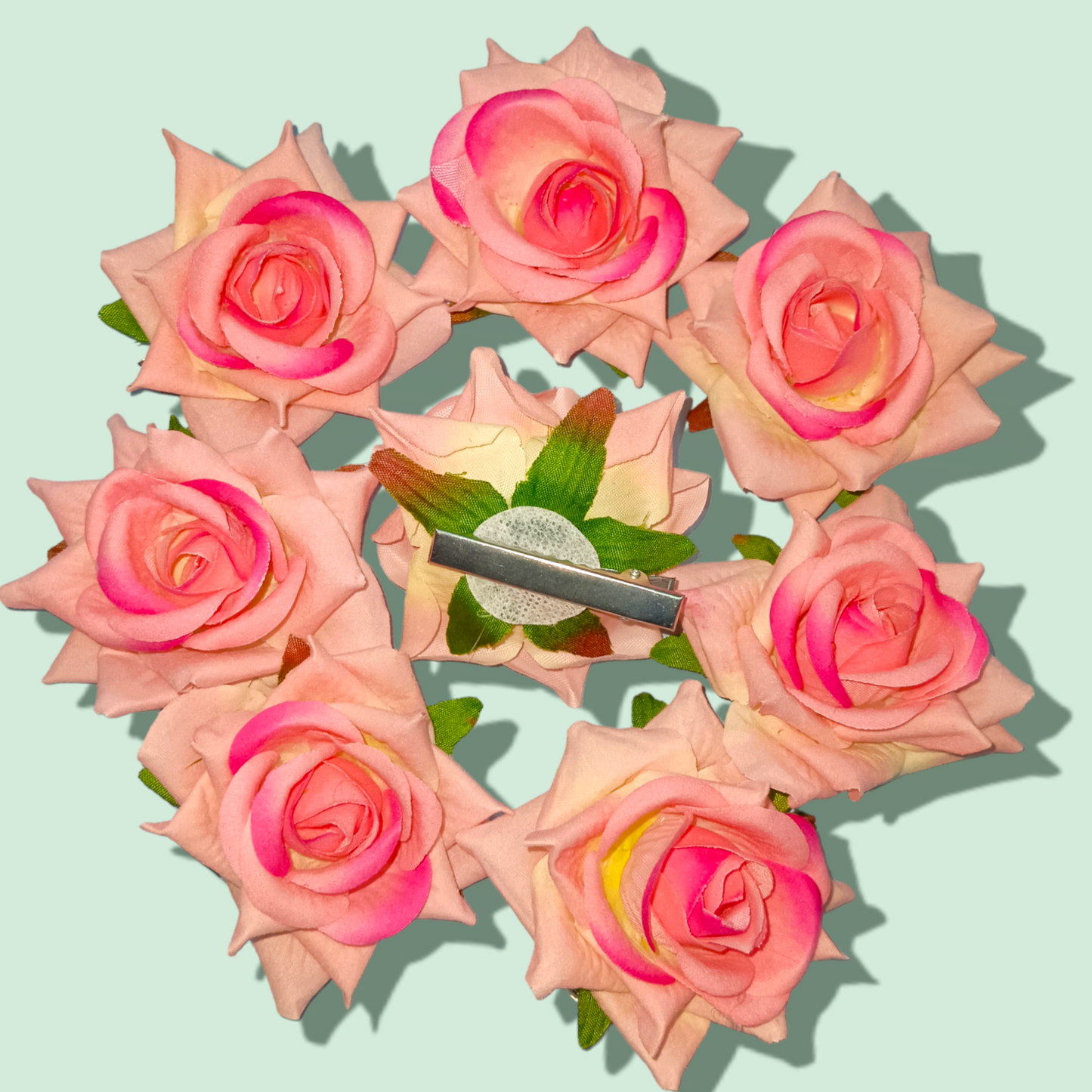 ROSE HAIR PIN ALLIGATOR STYLE YELLOW PACK OF 12